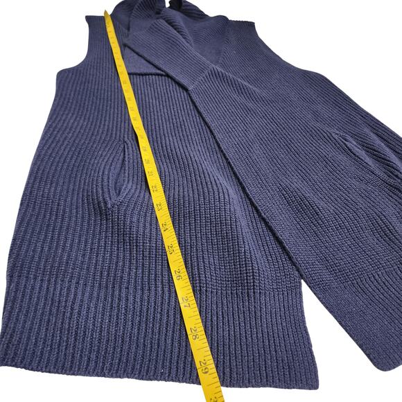 Talbots Womens Open Front Drape Cardigan Vest Size Small Petite Navy Blue Knit - Picture 9 of 9